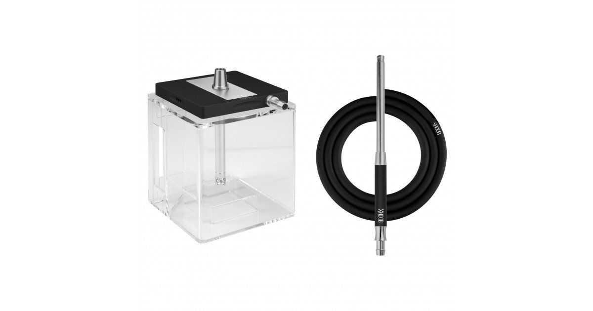 Кальян HOOB Atom Black Stainless steel (прозрачная колба)